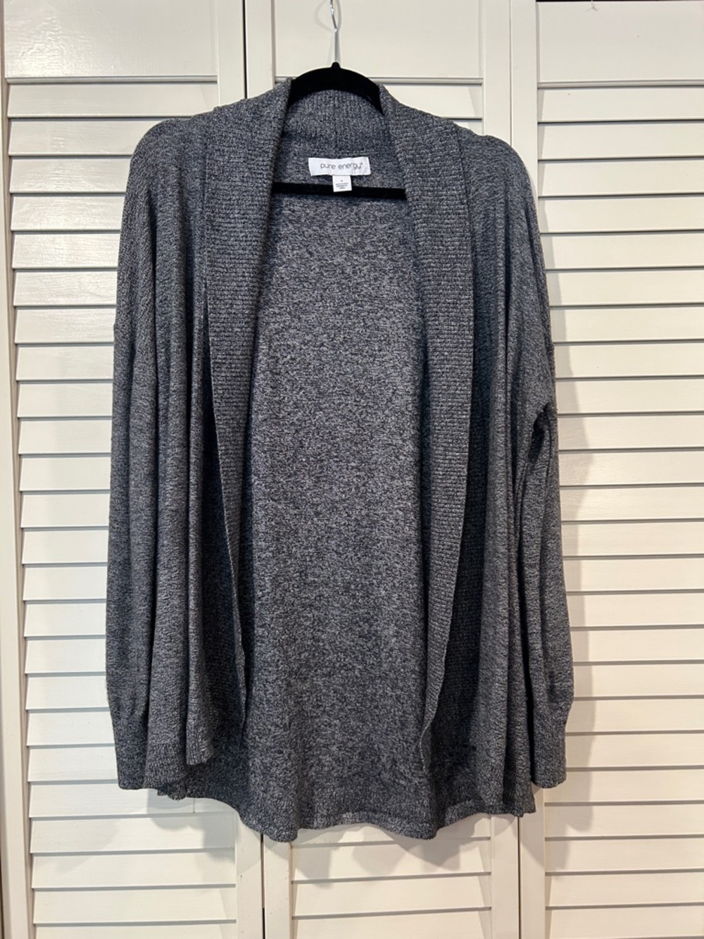 Pure Energy Heather Gray Open-Front Drapey Cardigan Size X